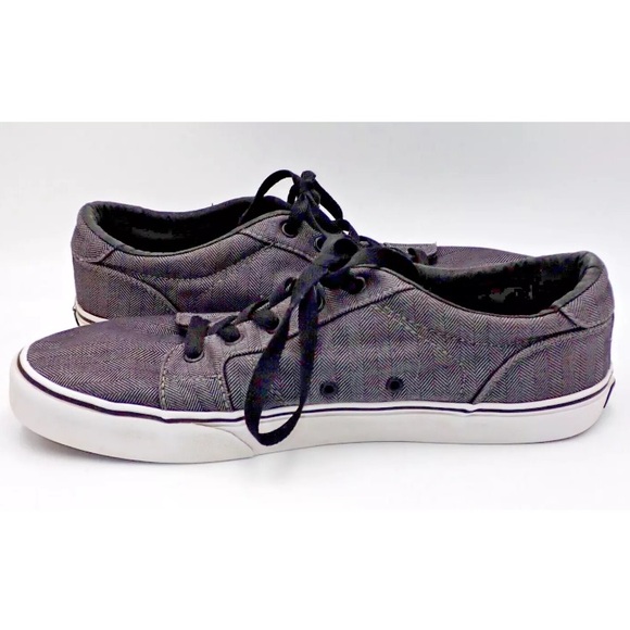 Vans Off The Wall Skate Shoes Authentic Herringbone Lace Up Casual Gray Size 12 - Picture 6 of 10